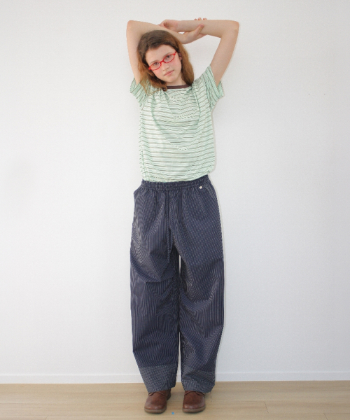 STRIPE CHECK PANEL COMFORT PANTS NAVY