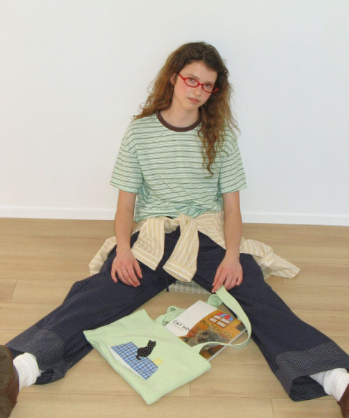 STRIPE CHECK PANEL COMFORT PANTS NAVY