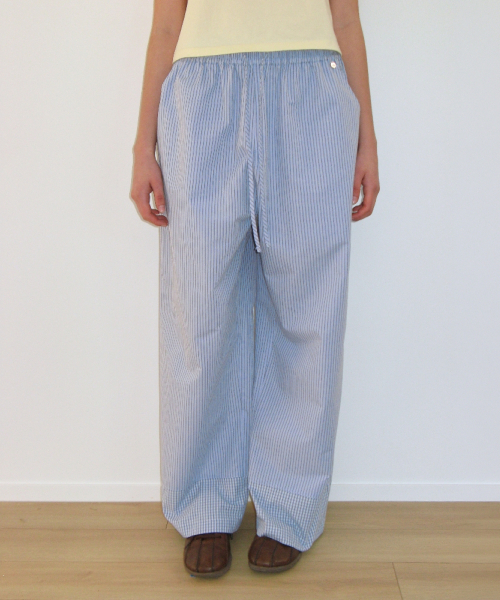 STRIPE CHECK PANEL COMFORT PANTS SOFT BLUE