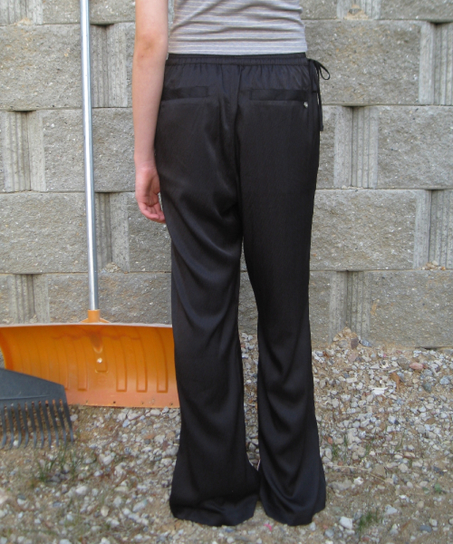 WAIST BOW TIE SHINING PANTS BLACK