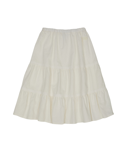 Lace Flare Midi Skirt IVORY