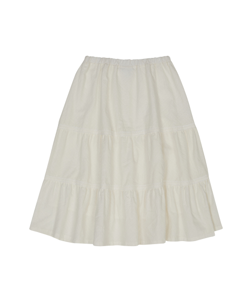 Lace Flare Midi Skirt IVORY