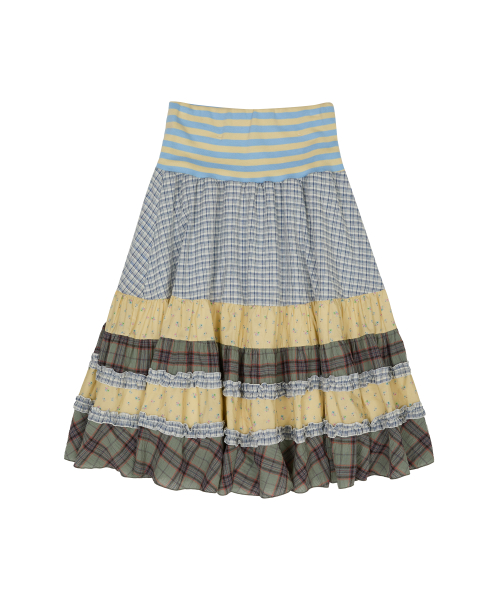Mix Pattern Midi Skirt IVORY