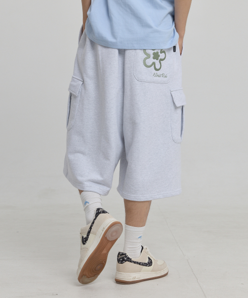 Cargo Bermuda Sweat Pants MELANGE WHITE
