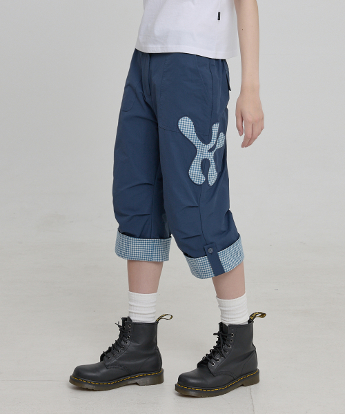 Check Applique Capri Pants NAVY