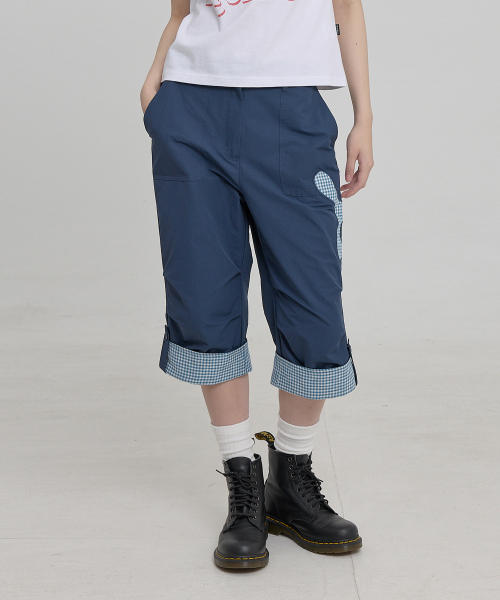 Check Applique Capri Pants NAVY
