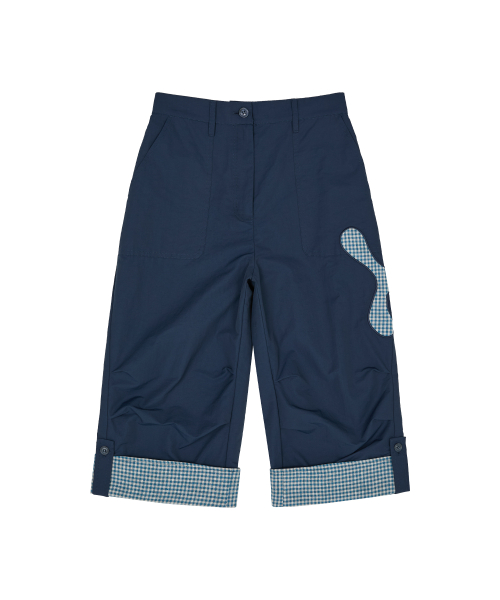 Check Applique Capri Pants NAVY
