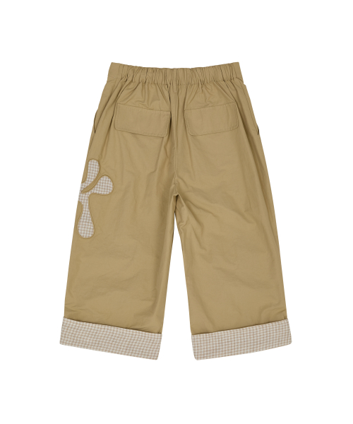 Check Applique Capri Pants BEIGE