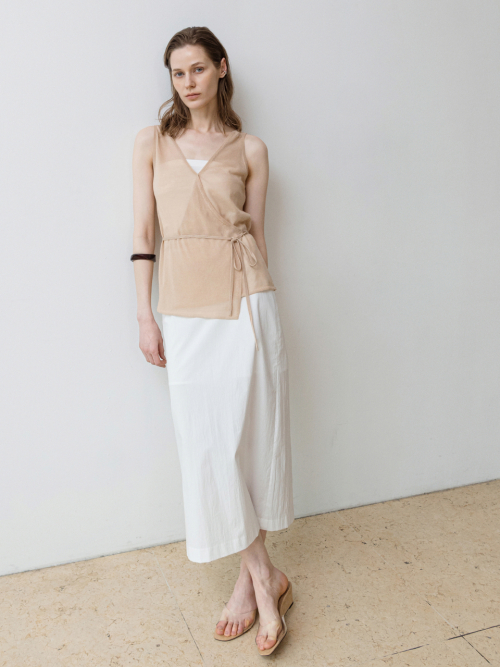 Layered Wrap Knit Vest Beige AT6SWB012BI