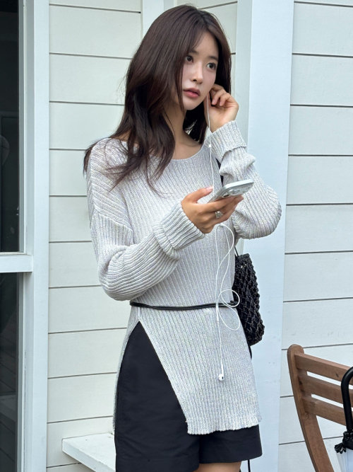 Boat-neck Loosefit Cool Knit Light grey AT6SWB010LE