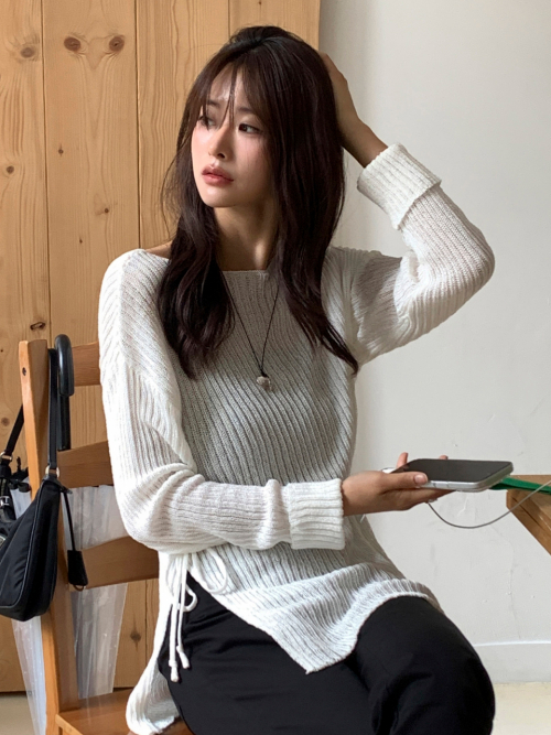 Boat-neck Loosefit Cool Knit White AT6SWB010WT