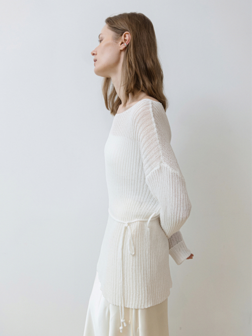 Boat-neck Loosefit Cool Knit White AT6SWB010WT