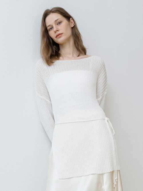Boat-neck Loosefit Cool Knit White AT6SWB010WT