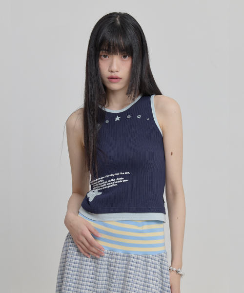 MELLOW DREAM Layered Sleeveless NAVY