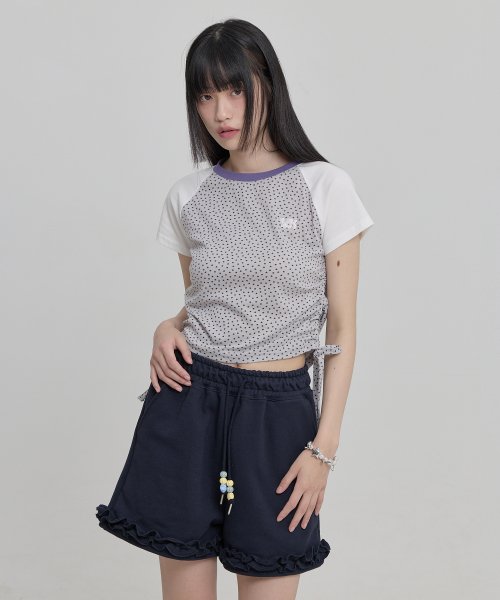 Star Dot Shirring Half Sleeve T-shirt IVORY