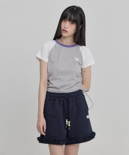Star Dot Shirring Half Sleeve T-shirt IVORY