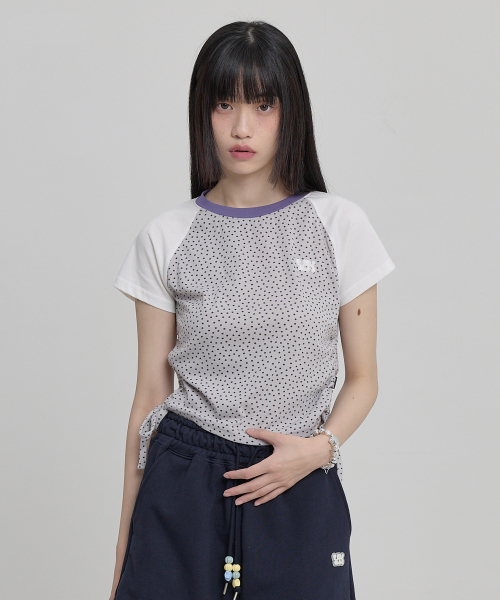 Star Dot Shirring Half Sleeve T-shirt IVORY