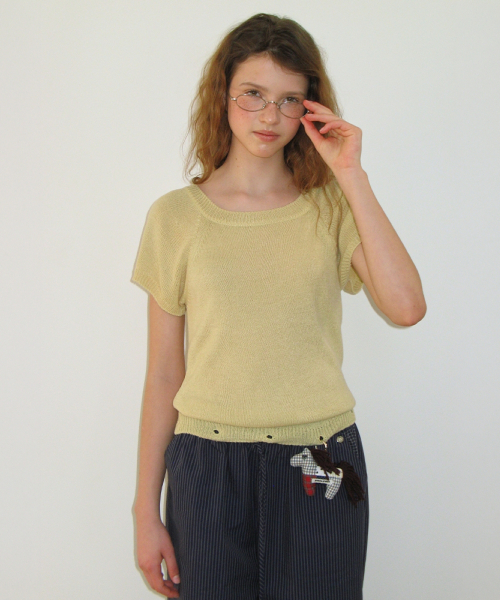 DETACHABLE RUFFLE HEM KNIT SOFT YELLOW