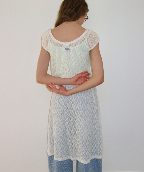 OFF SHOULDER STRING LONG DRESS LACE IVORY