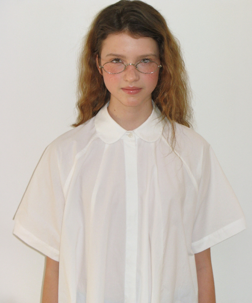 A LINE COLLAR SHIRT DRESS WHITE