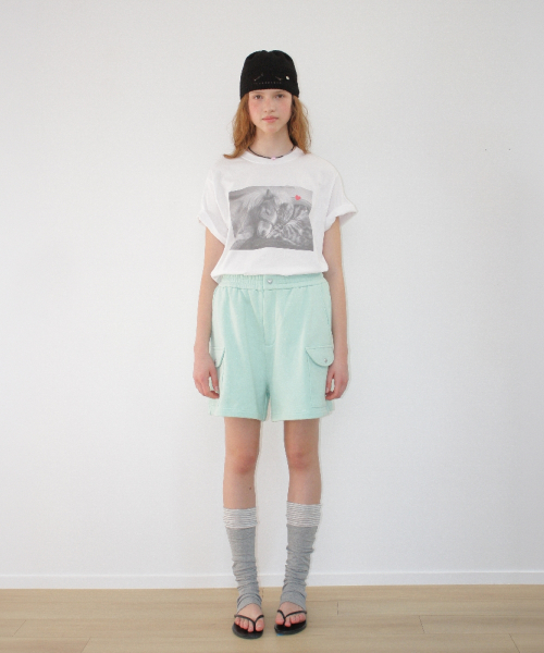 CAT POCKET SWEAT CARGO SHORTS MINT