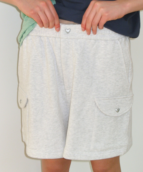CAT POCKET SWEAT CARGO SHORTS WHITE MELANGE