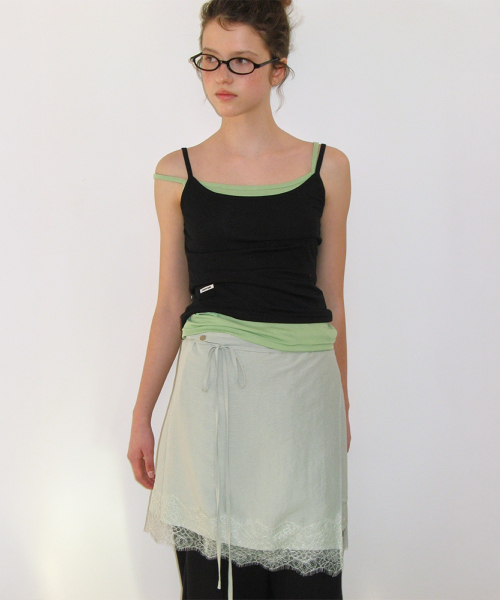 LACE TRIM WRAP SKIRT MINT
