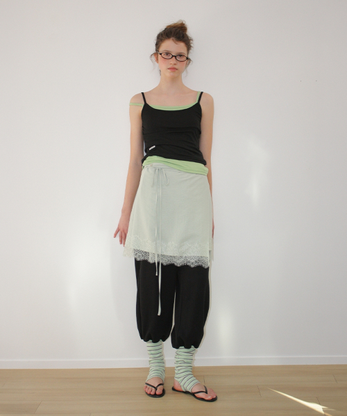 LACE TRIM WRAP SKIRT MINT