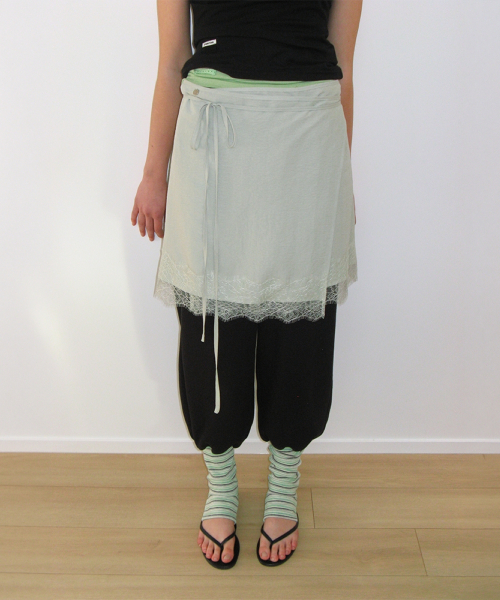 LACE TRIM WRAP SKIRT MINT