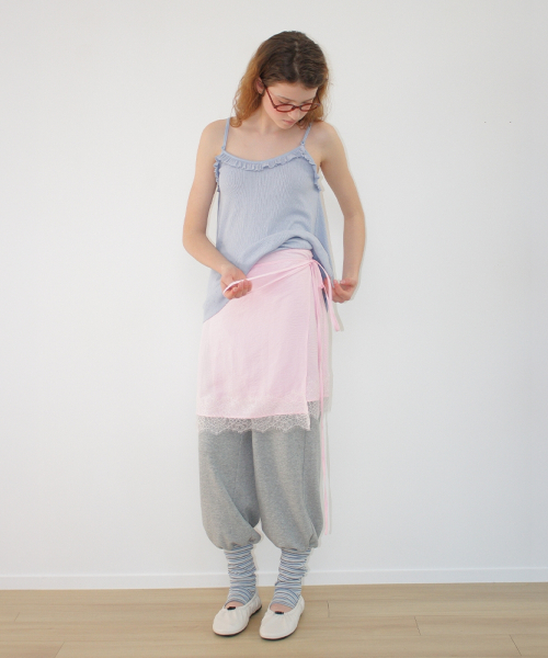 LACE TRIM WRAP SKIRT PINK