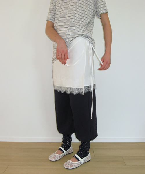 LACE TRIM WRAP SKIRT WHITE