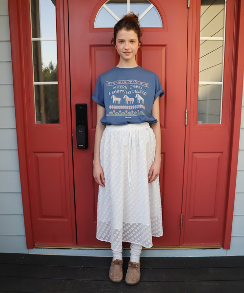 SHEER PATTERN STRING LONG SKIRT CLOVER WHITE