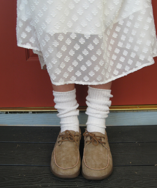 SHEER PATTERN STRING LONG SKIRT CLOVER WHITE