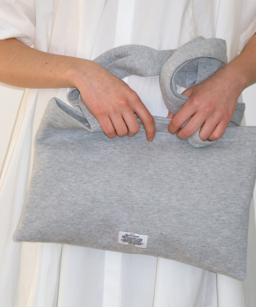 RIBBON PONY APPLIQUE SWEAT SHOULDER BAG GREY