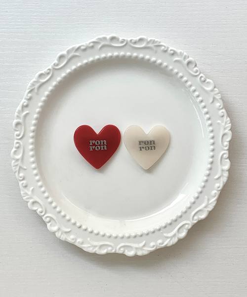 RR HEART HAIR PIN CREAM RED (2EA)
