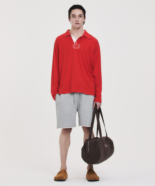 RELAXED LONG-SLEEVE POLO RED