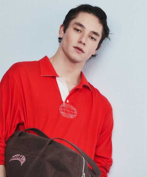 RELAXED LONG-SLEEVE POLO RED