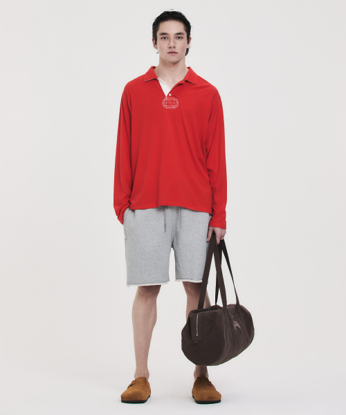 COLLEGE LOGO SWEAT SHORTS GRAY