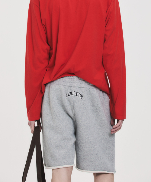 COLLEGE LOGO SWEAT SHORTS GRAY