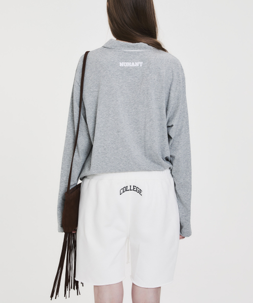 COLLEGE LOGO SWEAT SHORTS WHITE