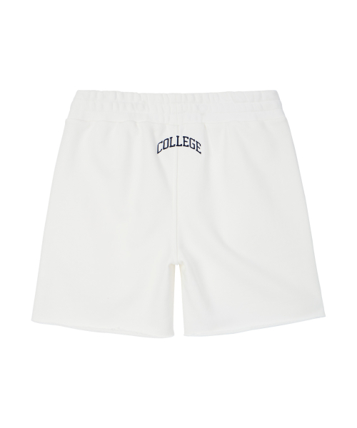 COLLEGE LOGO SWEAT SHORTS WHITE