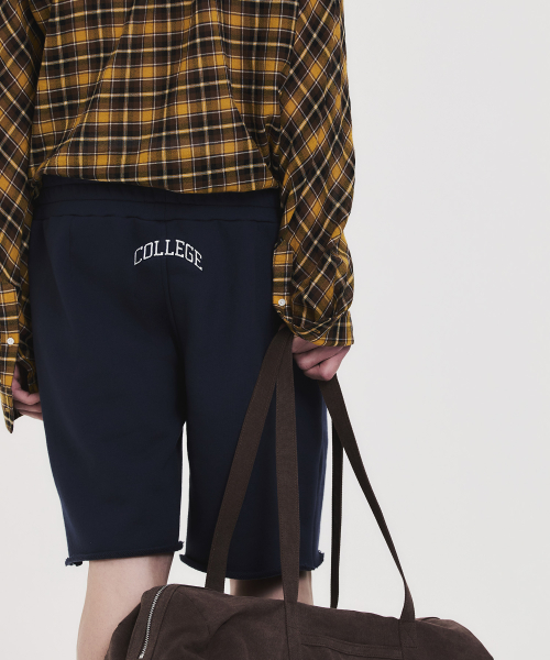 COLLEGE LOGO SWEAT SHORTS NAVY
