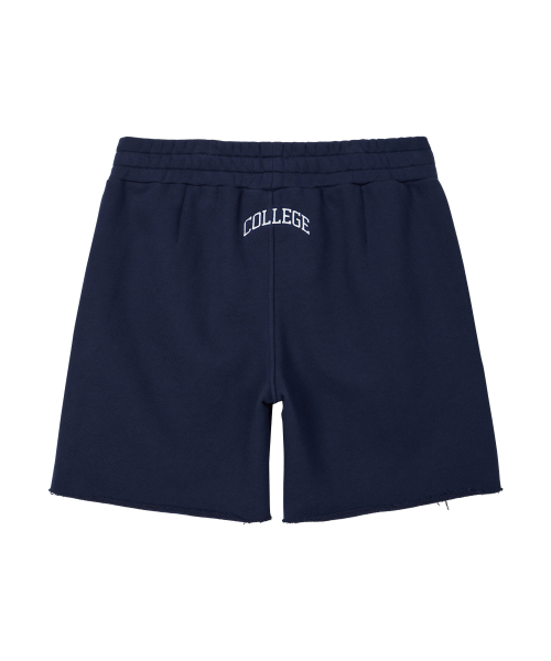 COLLEGE LOGO SWEAT SHORTS NAVY