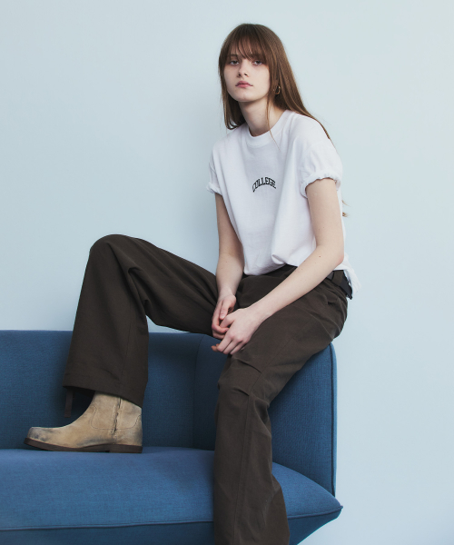 LINEN PINTUCK PANTS BROWN