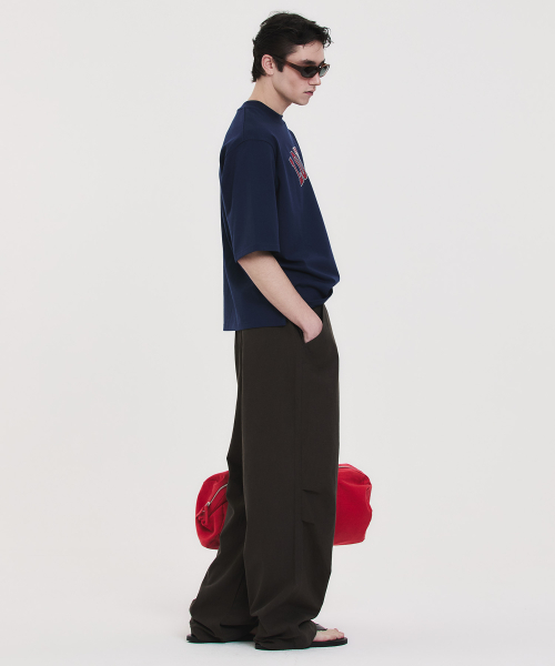 LINEN PINTUCK PANTS BROWN