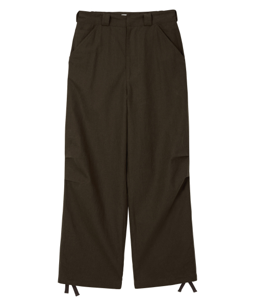 LINEN PINTUCK PANTS BROWN