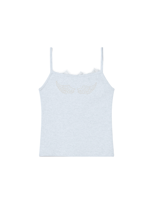 LACE SLEEVELESS HEATHER GREY