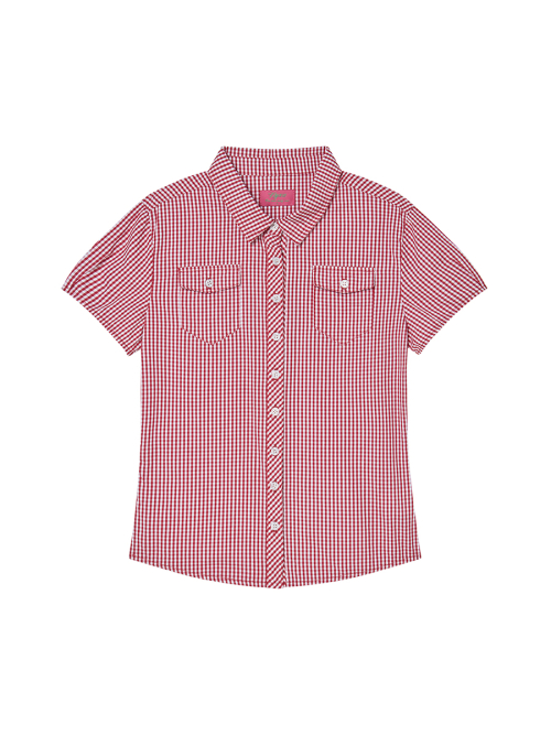 CHECK BLOUSE RED
