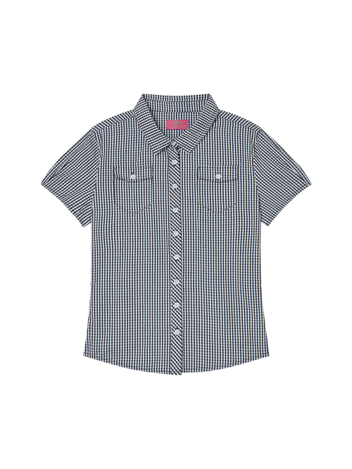 CHECK BLOUSE NAVY