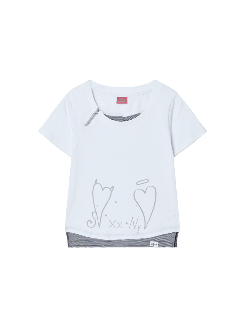 ZIPPER HEART TEE WHITE